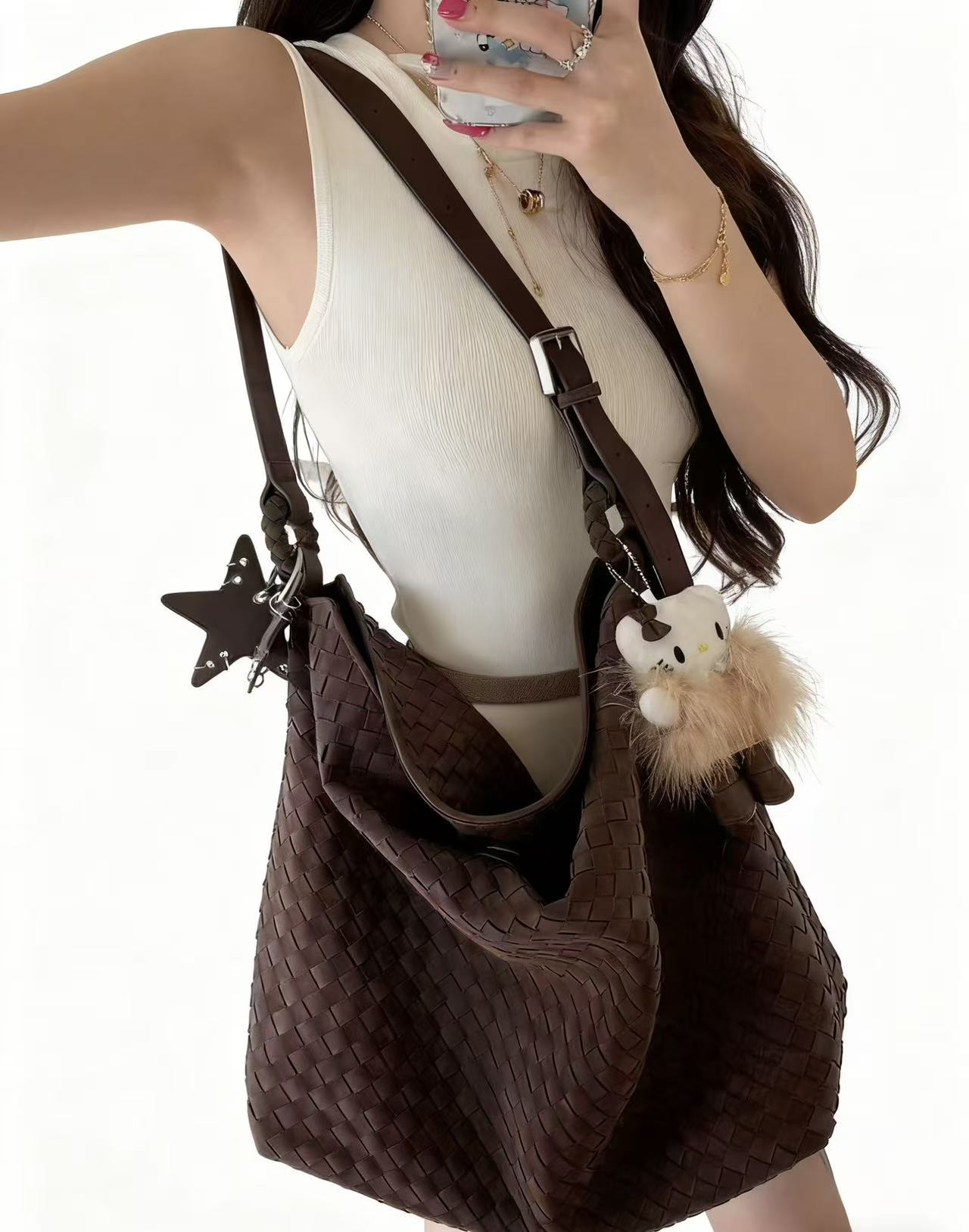 Woven-style shoulder bag