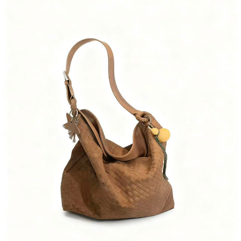 Woven-style shoulder bag
